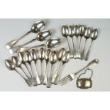 A collection of fully hallmarked sterling silver cutlery / flatware together with a gin decanter