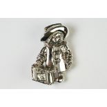 Silver Paddington Bear style brooch