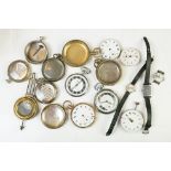 A small collection of watches, pocket watches and pocket watch cases to include Ingersoll examples.