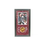 Elvis Presley Hair - a framed and glazed montage with an original piece of Elvis Presley's hair,