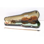 A 19th century antique violin, single piece back, back measures approx 37cm with a total length of