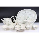 Staffordshire Midwinter tea & dinner ware to include teapot & cover, coffee pot & cover, 5 coffee