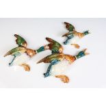 Beswick - Set of three graduating flying duck wall plaques (model numbers 596-2, 596-3 & 596-4),