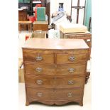 19th century bow fronted mahogany chest of two short & three long drawers, 90cm wide x 97cm high