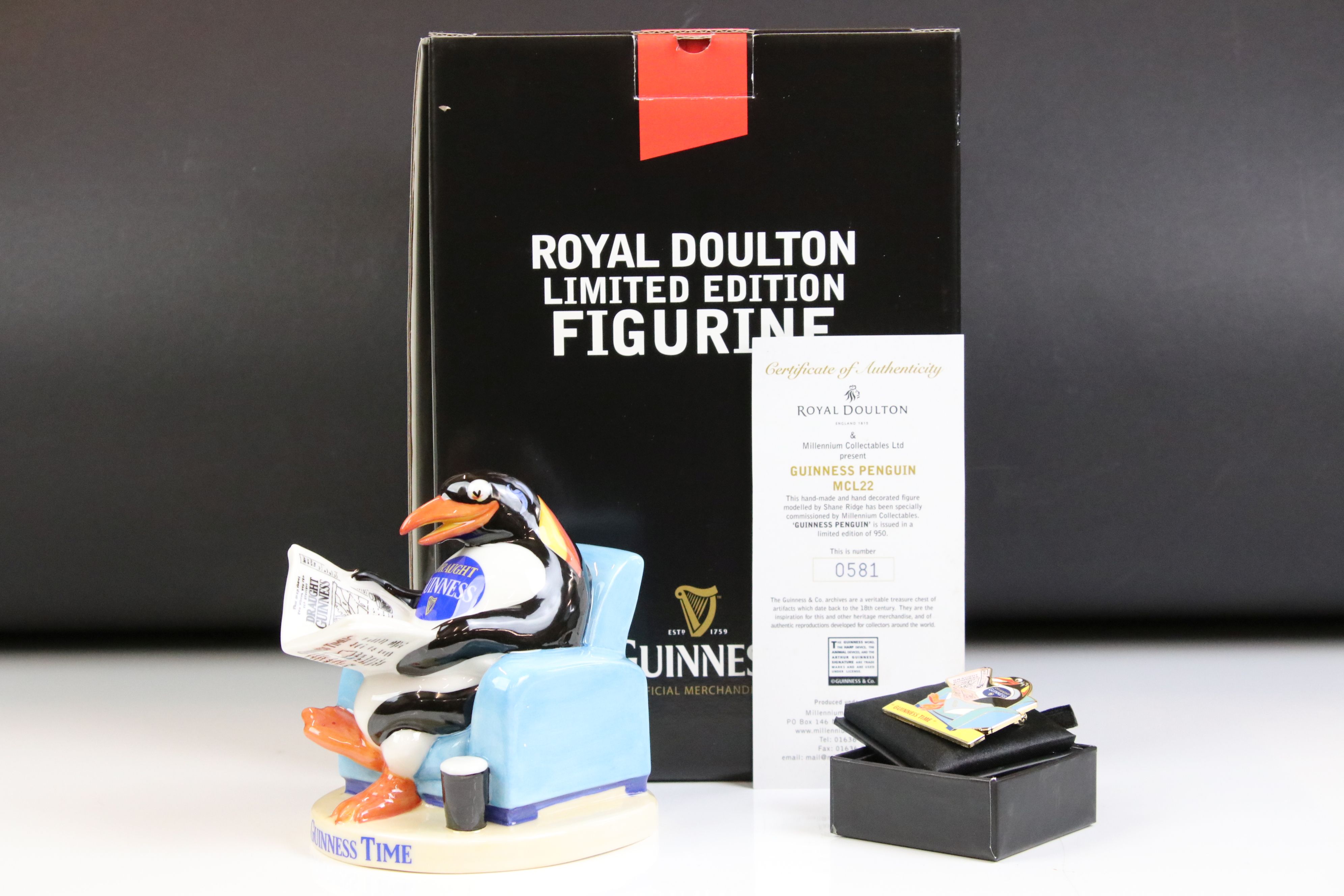 Royal Doulton Guinness Penguin, MCL22, limited edition number 581, with certificate of