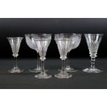 Set of three 19th century port / liqueur glasses with knopped stems (10.5cm high) together with a