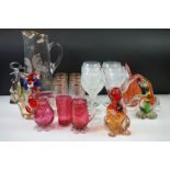 20th Century glassware - Bohemia Glass lemonade set (jug & six glasses, jug 31cm tall), set of 6