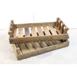 Two vintage pine fruit pickers trugs, each 76cm long x 15cm high