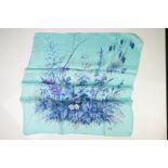 Liberty of London 1960’s Silk Scarf decorated with flowers of a turquoise ground, 56cm x 56cm