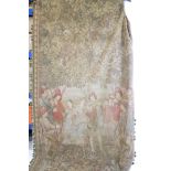 Belgian machine made tapestry panel depicting musicians and dancers, approx. 2.36m x 1.3m