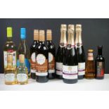 A small collection of bottled wines to include Pinot Chardonnay, Szaraz and Gingerbread mulled