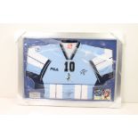 Football autograph - Diego Maradona, a framed and glazed replica shirt, signed by the player, with