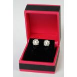 Pair of 14ct white gold diamond with screw fittings stud cluster earrings