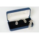 Cased pair of silver and CZ cufflinks, together with a silver bookmark