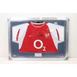 Football autograph - Thierry Henry, a framed and glazed Arsenal replica 2002/03 home shirt, signed