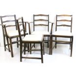 Set of Four Ercol Ladderback Dining Chairs, including two carvers, carver 59cm wide x 84cm high