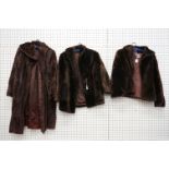 Three vintage brown fur coats / jackets.