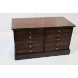 Antique ten drawer collectors chest, 60cm long x 29.5cm deep x 35cm high