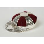 Silver plated pincushion in the form of a cap