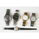 A small collection of five wristwatches to include Seiko, Sekonda and Timex examples.