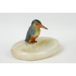 Cold Painted Kingfisher set on an Onyx Dish, 14cm long