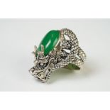 Large dragon ring set with a substantial jade cabochon
