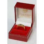 Silver gilt dress ring set with peridot amethyst and diamonds