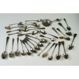 A collection of mainly sterling silver spoons to include Scottish hallmarked examples.