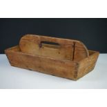 Late 19th / early 20th century pine twin compartment cutlery tray, 37.5cm long