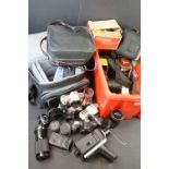 A large collection of photographic equipment to include 35mm SLR cameras, lenses, flash units,