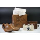 A small group of mixed collectables to include a pair of shoe formers, an Ilford camera and a