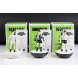 Three Royal Doulton Limited Edition Ceramic Subbuteo Players, MCL 12, one in white shirt and black