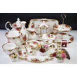 Royal Albert ' Old Country Roses ' ceramics to include teapot & cover, 2-tier cake stand, cake
