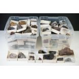 A large collection of minerals all contained within individual boxes to include Dolomite,