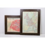 Early 20th century Coloured Map ' Plan-guide Monuments de Paris, Pictorial Plan of Paris ', 49cm x