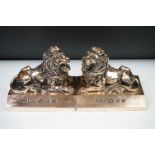 Advertising - Pair of HSBC Hong Kong coppered lion bookends, sculpted by W.W. Wagstaff (modelled