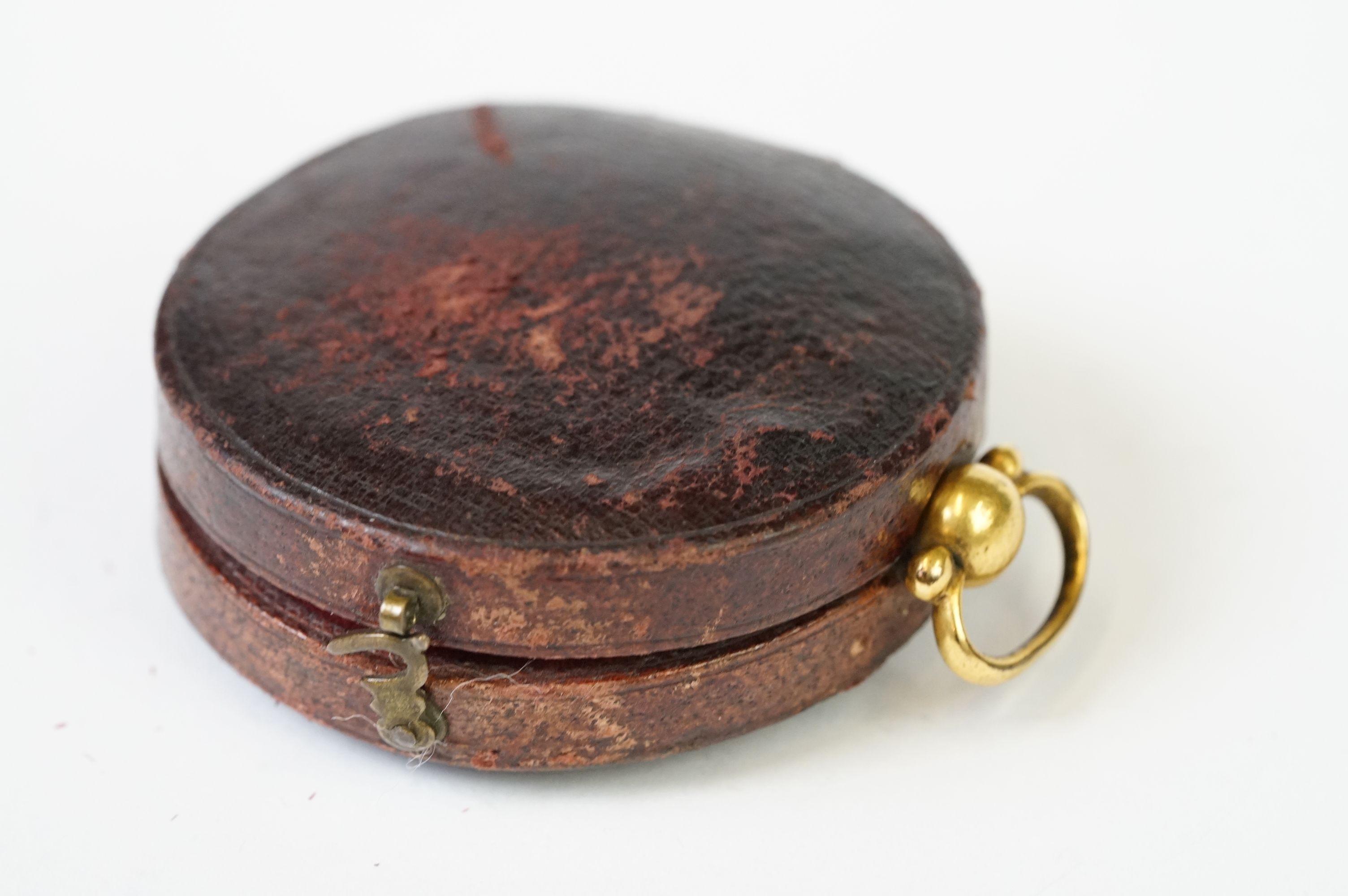 An antique brass cased pocket compass within original fitted protective case. - Image 8 of 8