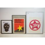 Three posters, comprising: Rock Against Racism, 58 x 46cm, Emergency International Solidarity