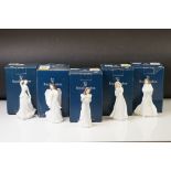 Five Royal Doulton figures comprising: 'Sentiments Christmas Garland' HN 4067, 'Christmas Parcels'