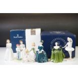 Seven Royal Doulton figures to include: 'Little Ballerina', HN 3395 'Welcome', HN 3764, 'Cherie', HN