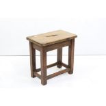 19th century Pine Stool, 46cm wide x 44cm high