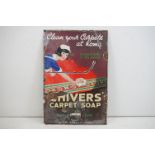 Advertising - ' Chivers' Carpet Soap ' enamel sign depicting a lady / maid cleaning a carpet.