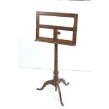 Adjustable Music or Reading Stand in the George III manner raised on a turned column with three