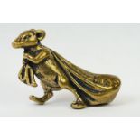 An ornamental Solid brass lucky fortune rat with bag.