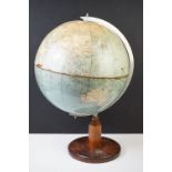 Early-to-mid 20th C Philips 13 1/2 inch Standard Globe, raised on a turned mahogany base with