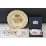 Collection of Royal Crown Derby, comprising: 19th century dessert plate, with central floral