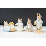 Four Beswick Beatrix Potter figures, to include: 'Ribby', 'Hunca Munca Sweeping', 'Hunca Munca'