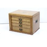 Early 20th century Oak ' Thomas Turner ' Empty Canteen of Cutlery Box with hinged lift up lid and