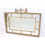 19th century Gilt Framed Neo-Classical Revival Rectangular Overmantle Mirror, with urn and sphinx