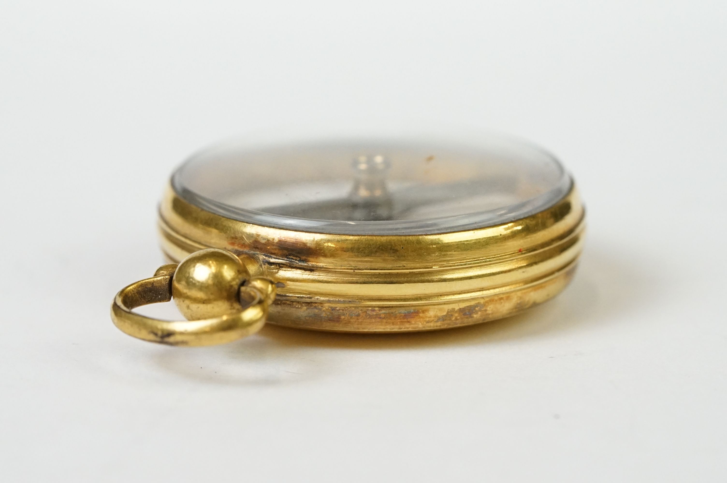 An antique brass cased pocket compass within original fitted protective case. - Image 4 of 8